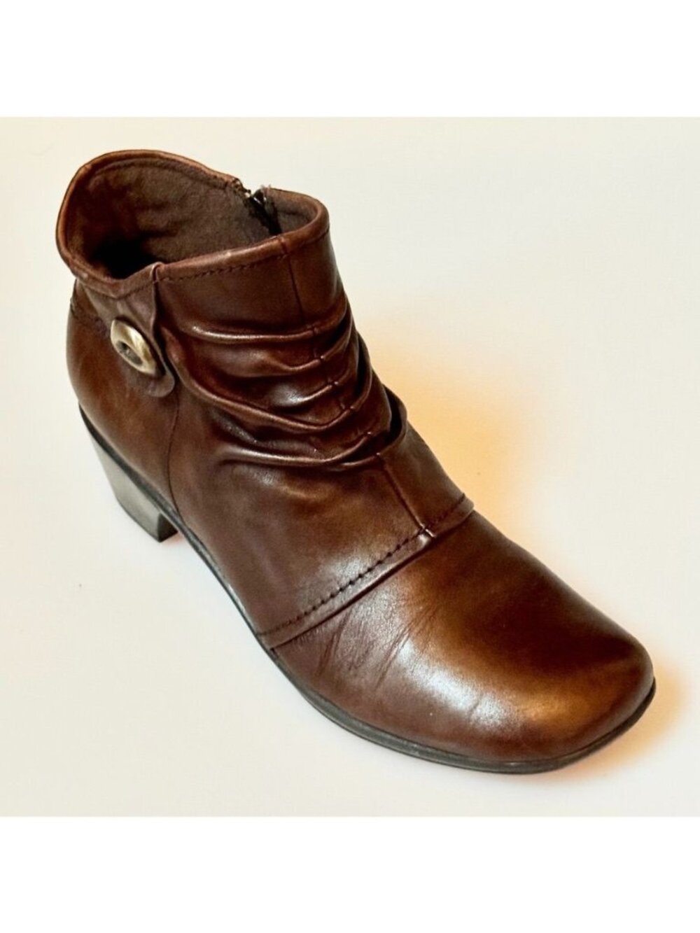 Women's Ankle Boots Earth Origins Mallory Brown Leather Booties Inside Zipper Ru